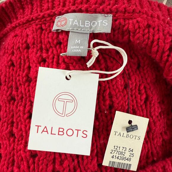 NWT Talbots Red Cotton Poly Wool Chunky Knit Long Sweater Size M - Picture 6 of 7